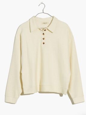 Madewell Cream Collared Button-Front Sweatshirt size M